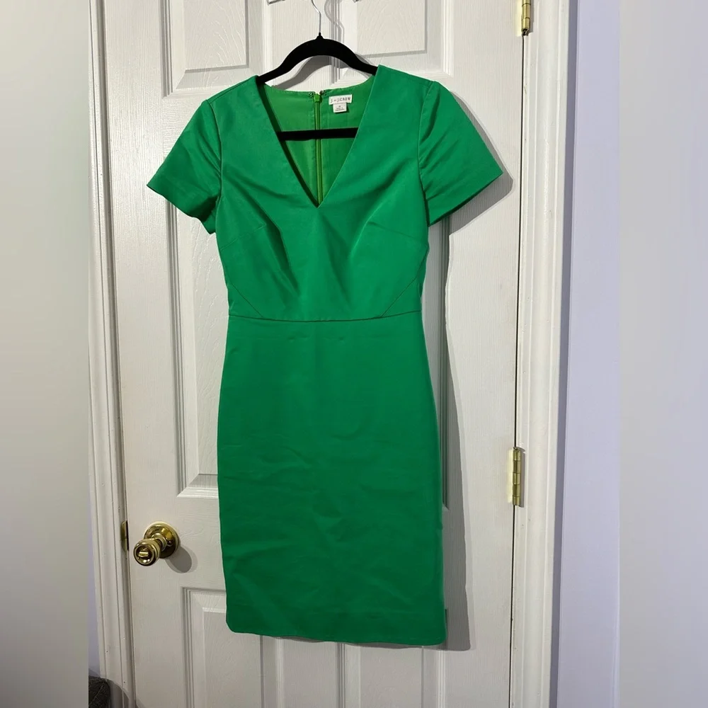 J. Crew Green Elegant Short Sleeve Dress size 0 - Picture 4 of 16